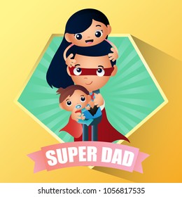 Father being a superhero illustration