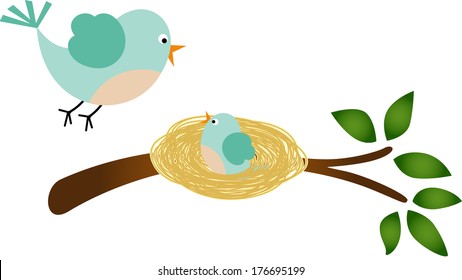 Father bird and her birdie
