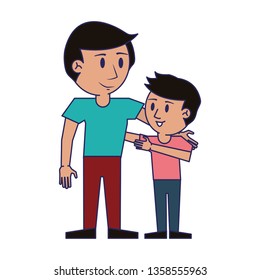 Father and boy cartoon