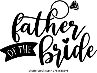 Father of the bride quote. Wedding ring vector