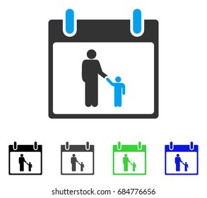 Father Calendar Day flat vector illustration. Colored father calendar day gray, black, blue, green icon versions. Flat icon style for web design.