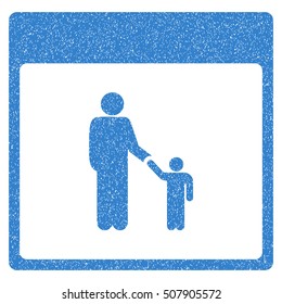 Father Calendar Page grainy textured icon for overlay watermark stamps. Flat symbol with dirty texture. Dotted vector cobalt ink rubber seal stamp with grunge design on a white background.