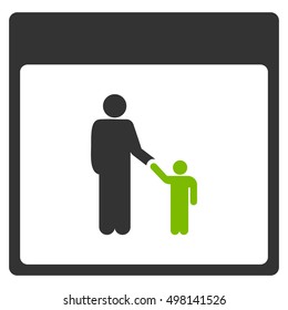 Father Calendar Page vector pictogram. Style is flat graphic bicolor symbol, eco green and gray colors, white background.