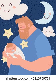 Father Carrying A Baby Night Design