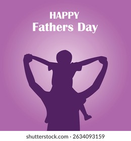 Father Carrying Child Silhouette: Happy Father's Day Vector Illustration