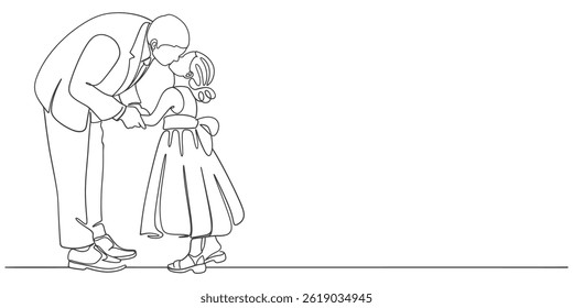 pai carregando filha linha arte vetor ilustração. linha arte desenho estilo