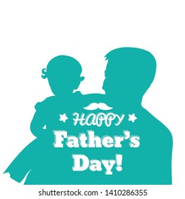 Father Carrying Daughter On His hands. Father's Day hand drawn illustration isolated on white. Family, Parent, Offspring, Love, Relationship