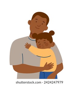 father carrying his daughter illustration design