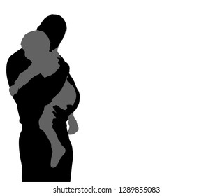 father carrying his son silhouette with copy space - vector