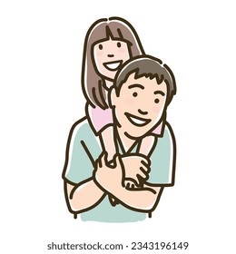 father carrying daughter,　Vector Illustration