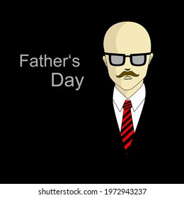 A father cartoon vector and text on black background. A card of Father’s Day.