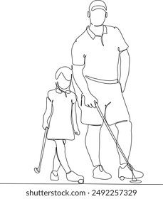 Father and child doing sports vector drawing. Father's Day. Manual work without artificial intelligence
