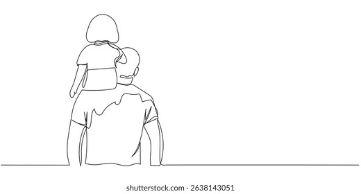 Father and child enjoying a moment together with a view during a sunny day in a calm outdoor setting