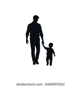Father with child, Father's day silhouette isolated on a white background