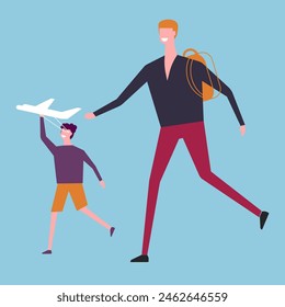 Father and child flying toy