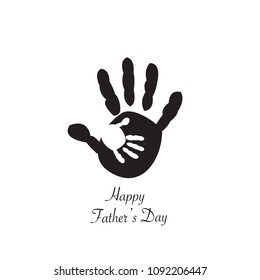 Father and child in hand. Baby hand print. Happy Father's Day greeting card