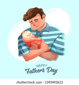 Father and Child happily embracing on Father's day 