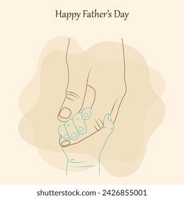 Father and Child Holding Hands Happy Father's Day Template Vector	
