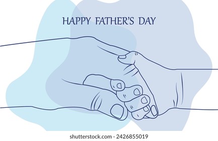 Father and Child Holding Hands Happy Father's Day Template Vector	