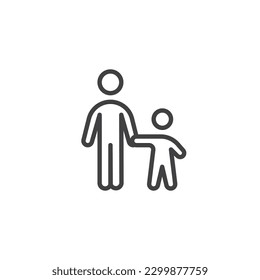 Father with child line icon. linear style sign for mobile concept and web design. Single child person outline vector icon. Symbol, logo illustration. Vector graphics