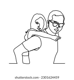 Vector de diseño lineal padre e hijo