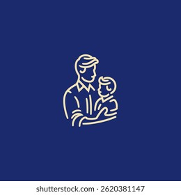 Father and child logo in minimalist line art style.