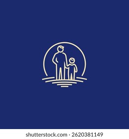 Father and child logo in minimalist line art style.