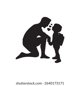 Father and Child Love Silhouette | Emotional Parent Bond Graphic