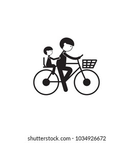father with a child on a bicycle icon. Illustration of family values icon. Premium quality graphic design. Signs and symbols icon for websites, web design, mobile app on white background