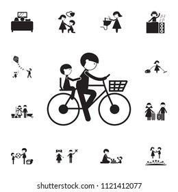 father with a child on a bicycle icon. Detailed set of Family icons. Premium quality graphic design sign. One of the collection icons for websites, web design, mobile app on white background