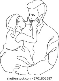 Father and child outline vector, minimal line art for Father’s Day design