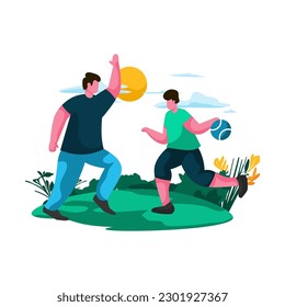 father and child playing basketball together Flat Illustration Minimalist Modern vector concepts for web page website development, mobile app