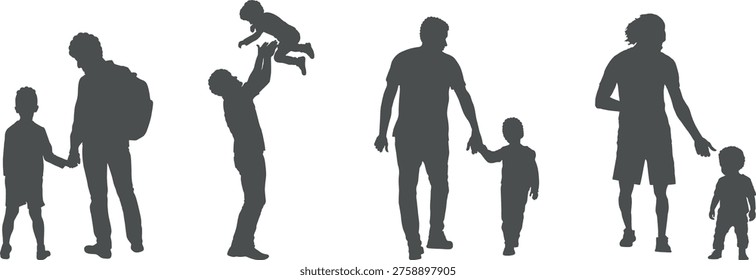 Father and child silhouette set