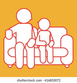 Father and child sitting on the sofa/couch together