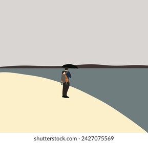Father and child son playing together outdoors on a summer beach. Family spend time together walking and relaxing. Father's day.
