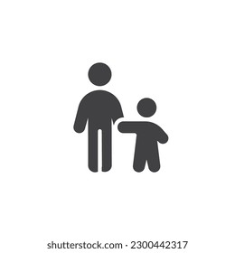 Father with child vector icon. filled flat sign for mobile concept and web design. Single child glyph icon. Symbol, logo illustration. Vector graphics