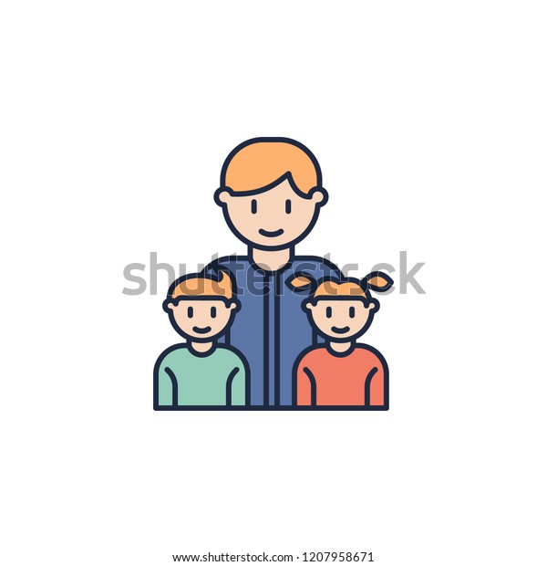 Father Children Cartoon Icon Element Family Stock Vector (Royalty Free ...