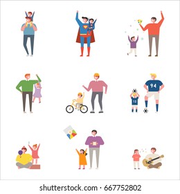 father and children character vector illustration flat design