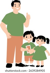 father, children, family, dad, kids, parent, love, daughter, happy, parenting, illustration, man, girl, cute, vector, people