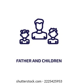 father and children icon from people collection. Thin linear father and children, father, mother outline icon isolated on white background. Line vector father and children sign, symbol for web and 