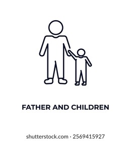 father and children outline icon. Linear vector from people concept. Thin line father and children icon isolated on white background