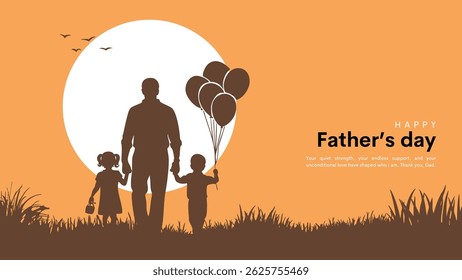 Father and children playing, happy international father's day concept, use for card, poster, website, brochure. Creative minimal vector illustration design.