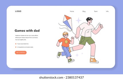 Father and children relationship. Happy loving family, positive parenting and nurturing. Care, trust and support between parent and a child. Man and kid daily life. Flat vector illustration.