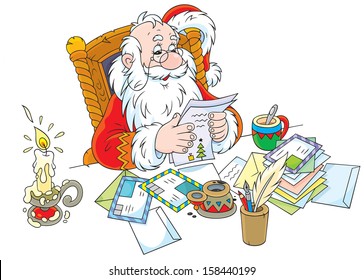 Father Christmas reading letters from children