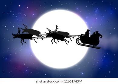 Father Christmas Riding His Sleigh Reindeer Stock Vector (royalty Free 