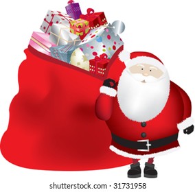 father christmas santa and huge sack of presents