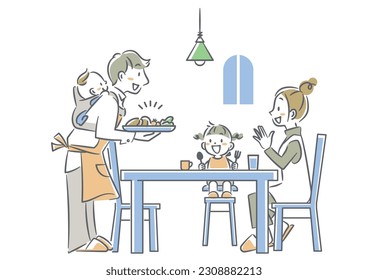 father cooking family meal on his paternity leave