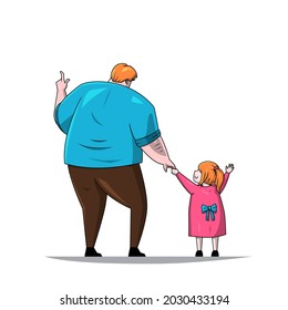 Father Daddy Telling Daughter Girl Love Bonding Togetherness Cartoon