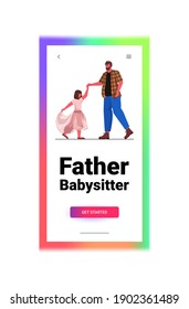 father dancing with dughter ballet lesson parenting fatherhood concept dad spending time with his kid vertical copy space full length vector illustration