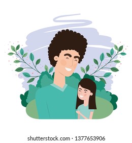 father with daughter avatar character